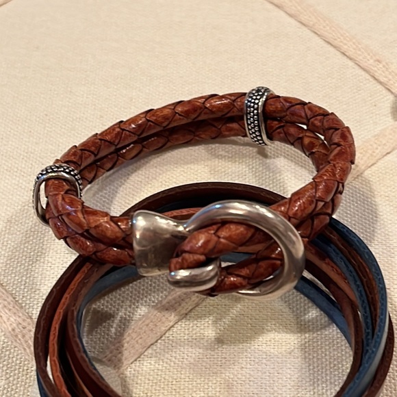 2 Leather Bracelets Double and a triple wrap - Picture 5 of 9